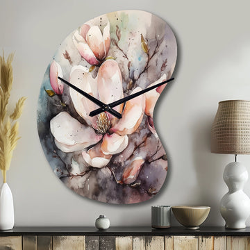Pink Magnolia Symphony I - Asymmetric Metal Wall Clock